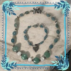Amazonite and mother of pearl Jewelry Set